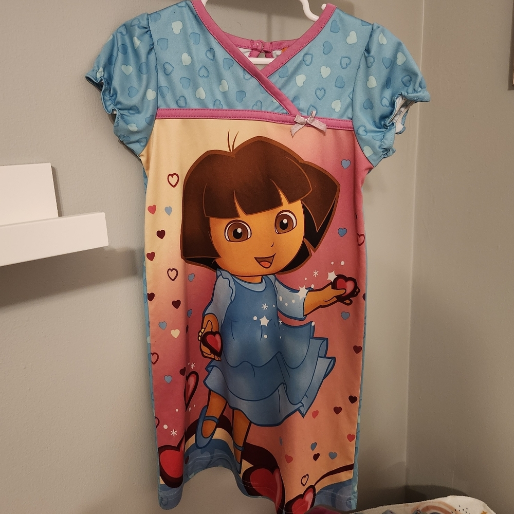 Blue and Pink Dora The Explorer  Character Nightgown Y2K Vibes Girls Size 6